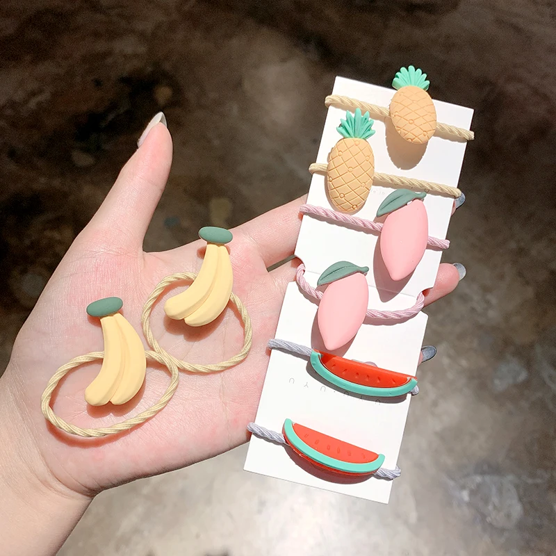 2 шт./компл. новинка милая акриловая резинка для волос с мультяшными фруктами