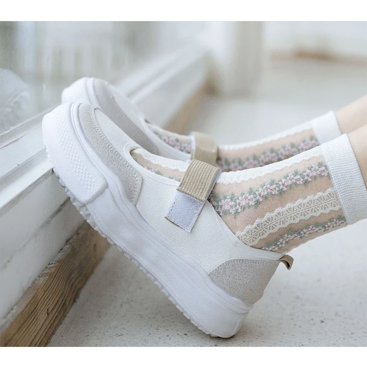 Летние женские шелковые носки Kawaii милые забавные счастливые японские прозрачные