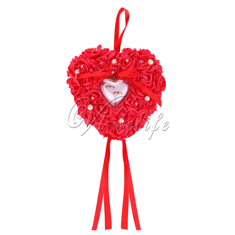 Красочные кристаллы жемчужные свадебные кольца подушки ленты искусственный