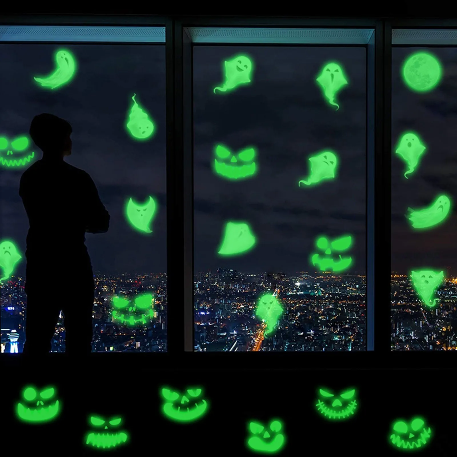 Хэллоуин светящийся в темноте призрак праздник настенная наклейка фоновая стена