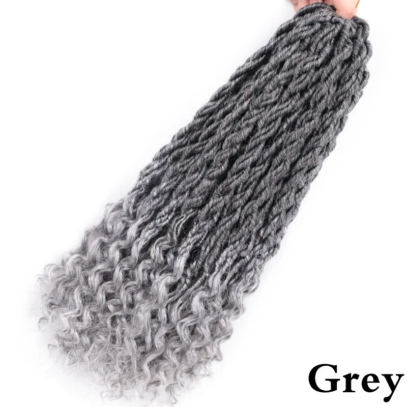 Элегантные Музы богемные вязанные косички Faux locs Curly вязанные волосы 18 дюймов 24 пряди Омбре косички для наращивания синтетические волосы - Цвет: # Серебристо-Серый