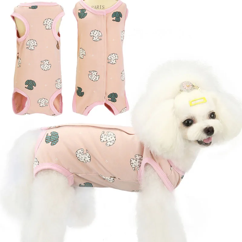 Пижама для собак с рисунком животных Одежда питомцев кошек стерилизационный