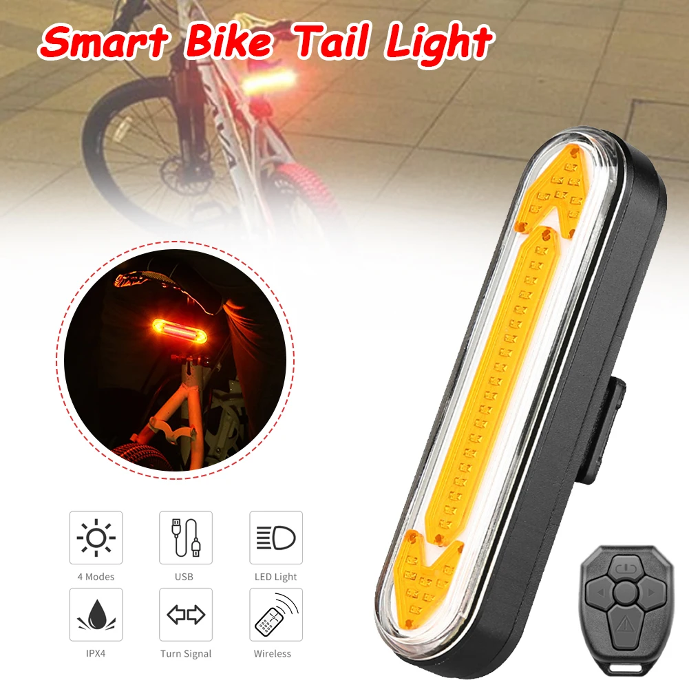 

2021Hot selling Bicycle Light USB Rechargeable Tail Light Smart Remote Control Bike Flashlight 3 Light Modes