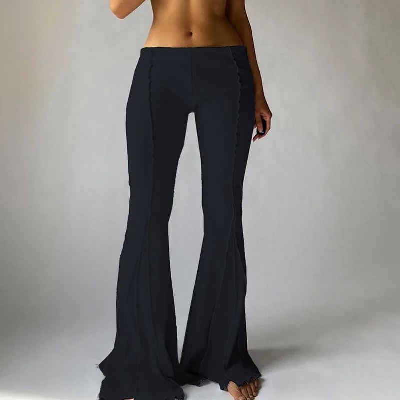 

Vrouwen Vintage Broek Hippie Lage Taille Bell Bottoms Dames Stretch Flare Broek Vrouwelijke Effen Kleur 2021 Zomer Mode Flares