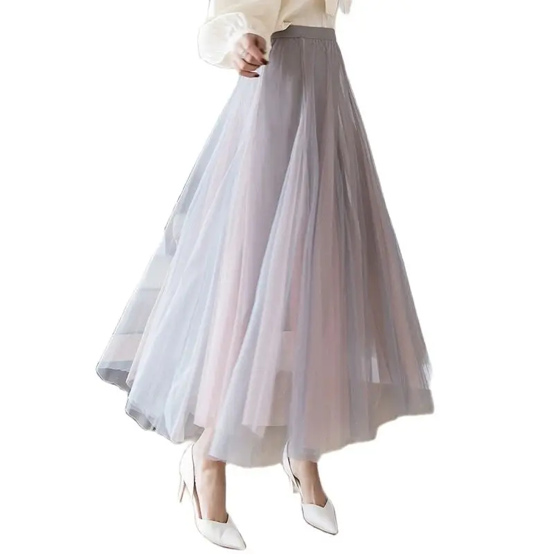 

Женская длинная Плиссированная Юбка-пачка KYLIE, розовая сетчатая винтажная юбка с высокой талией, из тюля на весну и лето