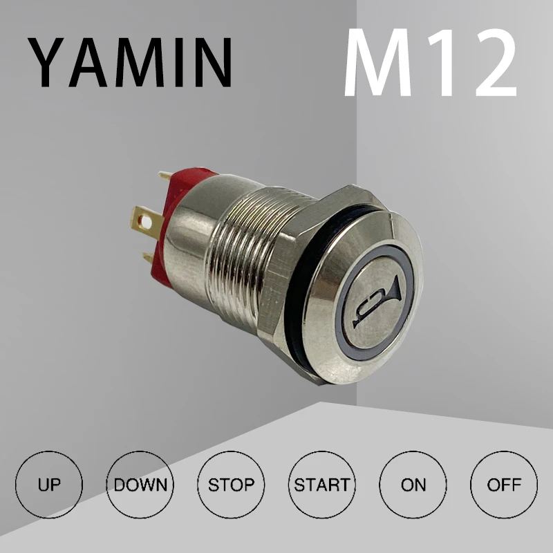 

12mm Metal Push Button Switch 1NO Luminous Character Lettering Start Stop Power Supply Laser Fix Or Reset Custom 3A 250VAC