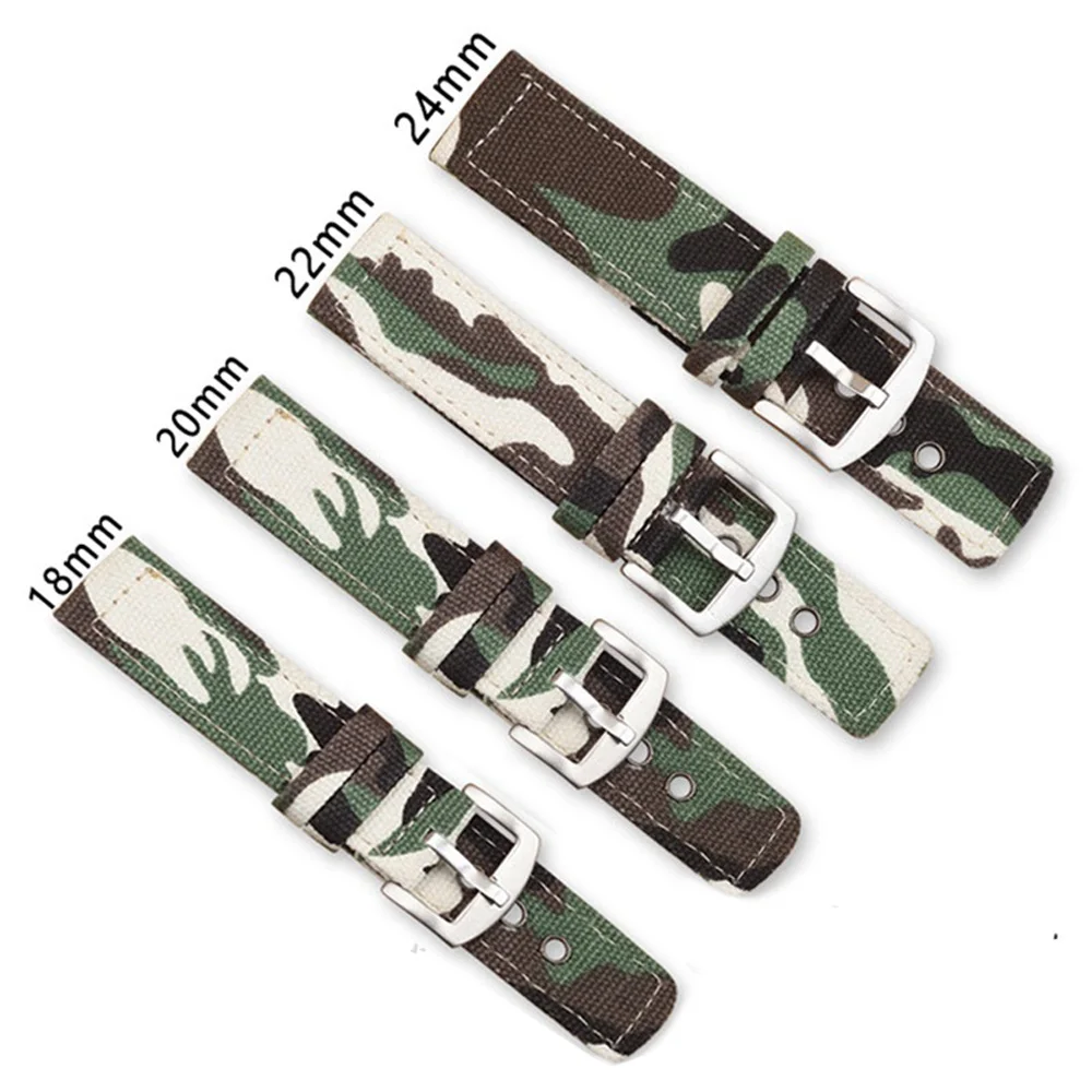 

18mm 20mm 22mm 24mm Canvas Nylon Watch Strap Black Camouflage Watch Band Universal Replacement Watch Accessories