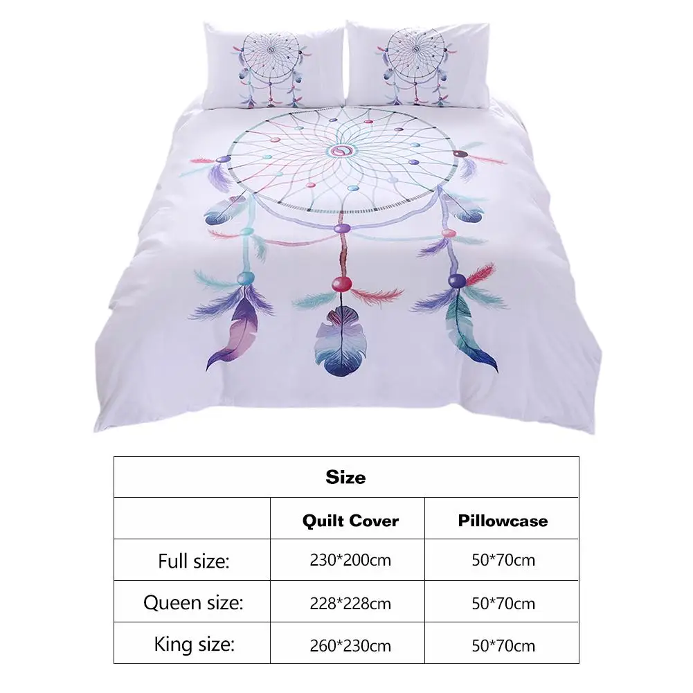 

3Pcs/set Dreamcatcher Printed Soft Cotton Quilt Duvet Cover Pillowcase Simple Comfortable Household Bedding Supply