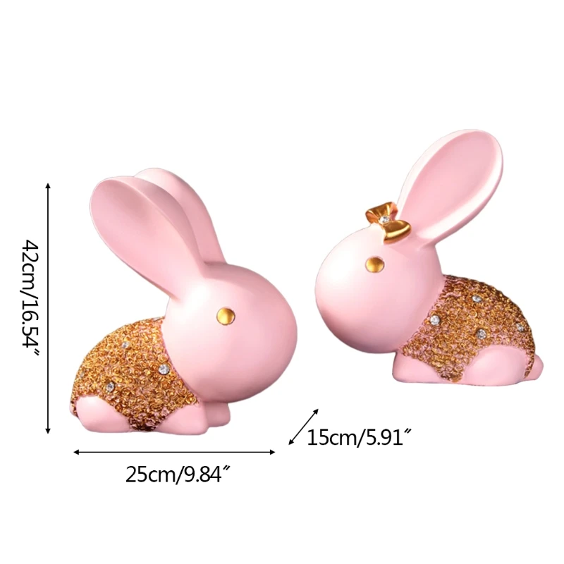 

2pcs Cute Easter Rabbit Bunny Ornaments Micro Landscape Figurine Resin Craft Miniature Fairy Garden Decorations