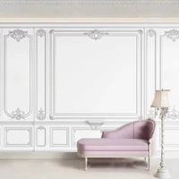 custom 3d wall murals wallpaper white plaster line european style living room sofa tv background photo home decor papel de pare