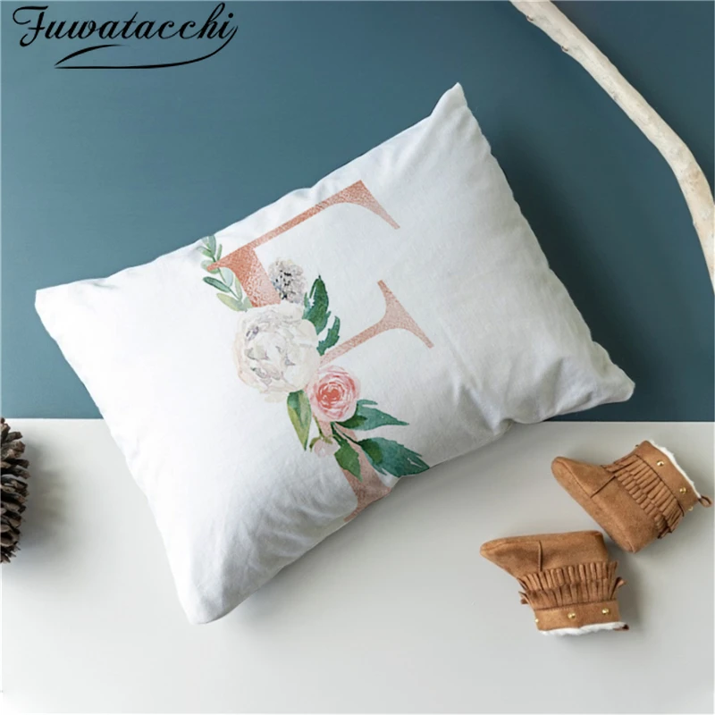 

Fuwatacchi White Rectangle A-Z Letter Cushion Cover 26 Alphabet Throw Pillowcase for Home Sofa Decorative Pillows Covers 30*50cm