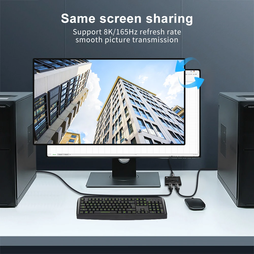 Мини-коммутатор DisplayPort 1 4 8K разветвитель Bi-Direction1X2 или 2x1 DP при 30 Гц 4K 120 для