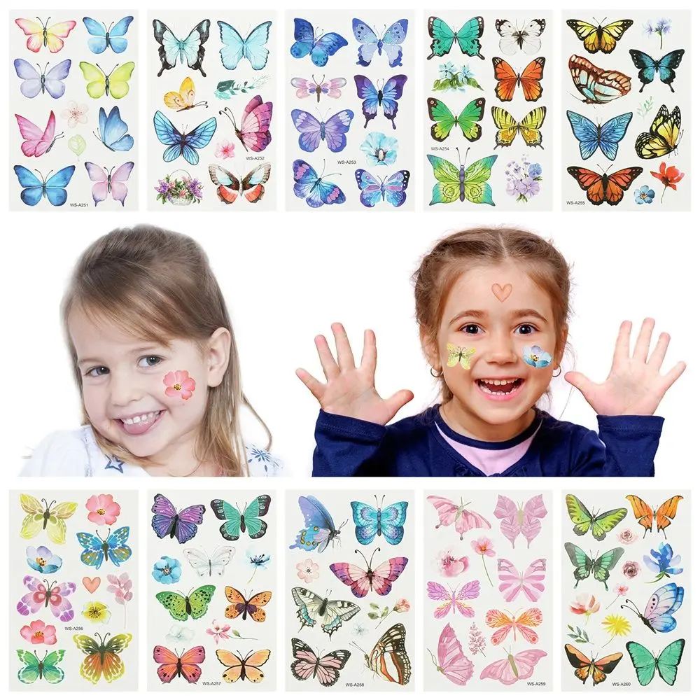 

Временные тату-бабочки для детей, 1 лист, милые водонепроницаемые наклейки для тела, искусственная татуировка, рисунок на день рождения, аксессуары для декора