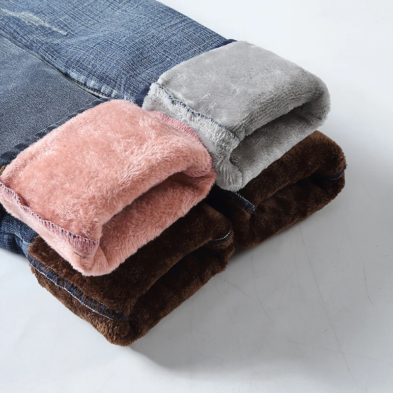 Winter Fleece Warm Thick Plus Velvet Skinny Mom Jeans For Women High waist Slim fit Female Stretch Denim Pencil Pants