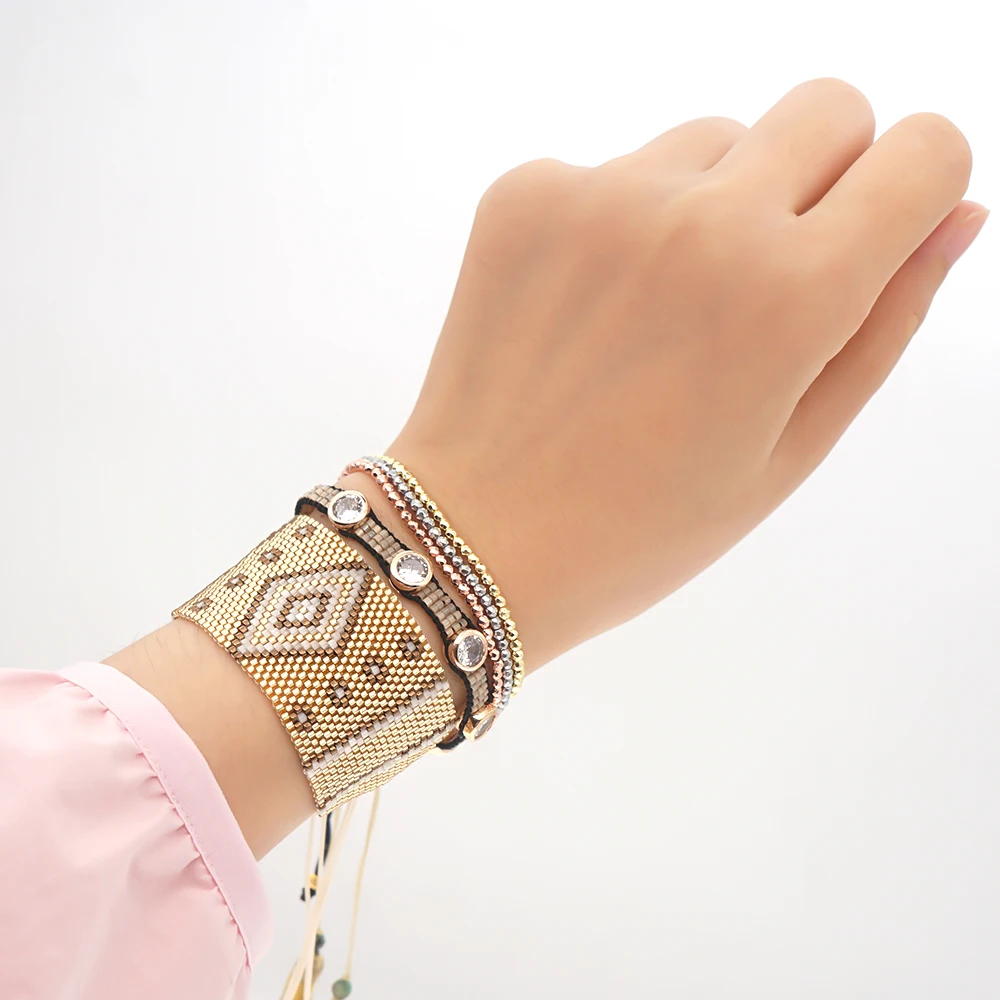 

Go2Boho Turkish Evil Eye Bracelets Set Handmade Miyuki Jewelry for Women Crystal Armband Fashion Accessories Spiritual Jewellery