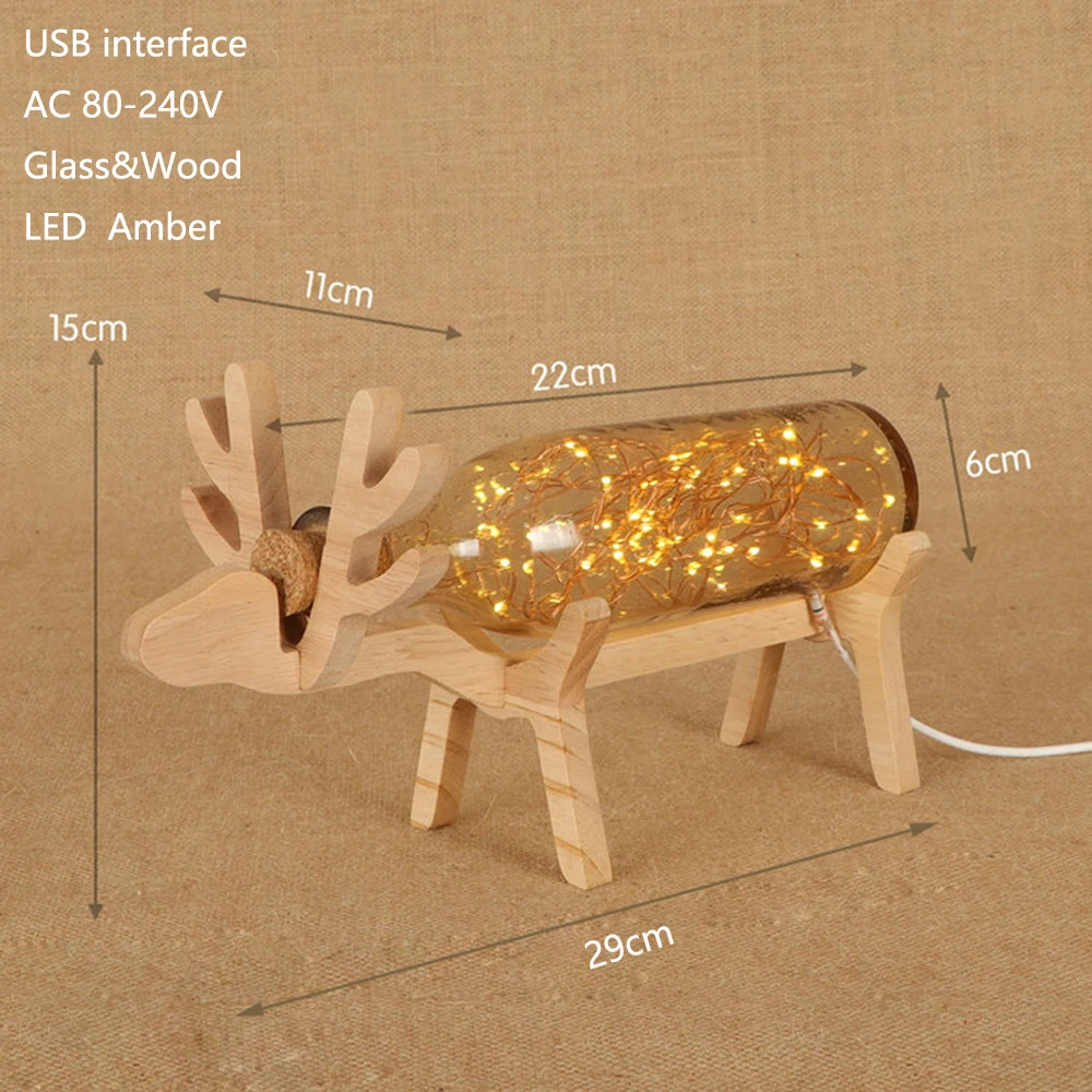Современная Новинка деревянная и стеклянная настольная лампа арт деко в форме
