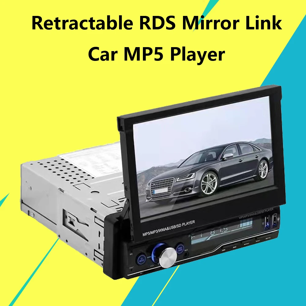 

T100 1 Din выдвижной автомобильный радиоприемник RDS Mirror Link MP5 видео плеер AM FM USB TF Aux 7 дюймов сенсорный экран стерео Система головное устройство
