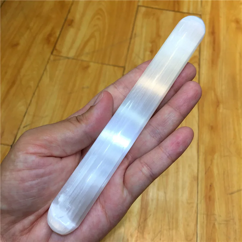Цилиндрический массажный инструмент из натурального белого камня селенита | Дом