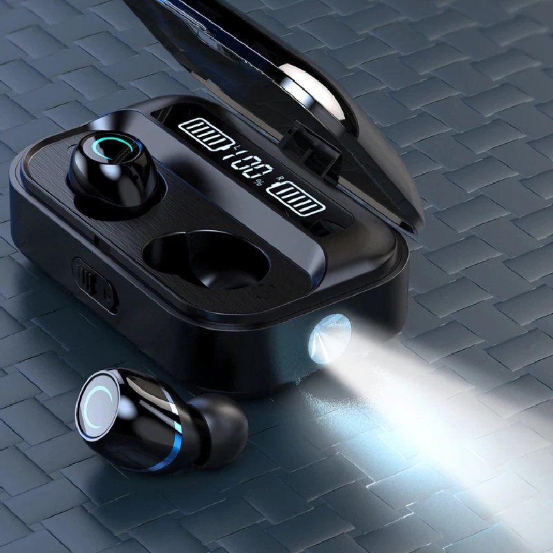 Беспроводные наушники Bluetooth 5 0 миниатюрная гарнитура с фонариком