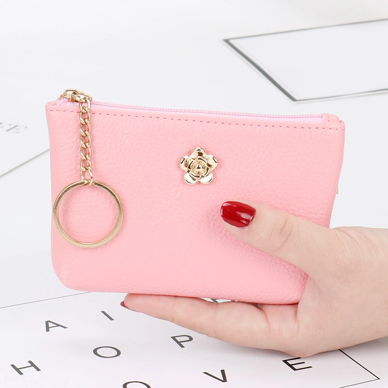 

1PC Short Coin Purse Litchi Pattern Coin Purse PU Leather Women Mini Coin Purse Wallets Key Chain Holder Zipper Pouch 12*8*2cm