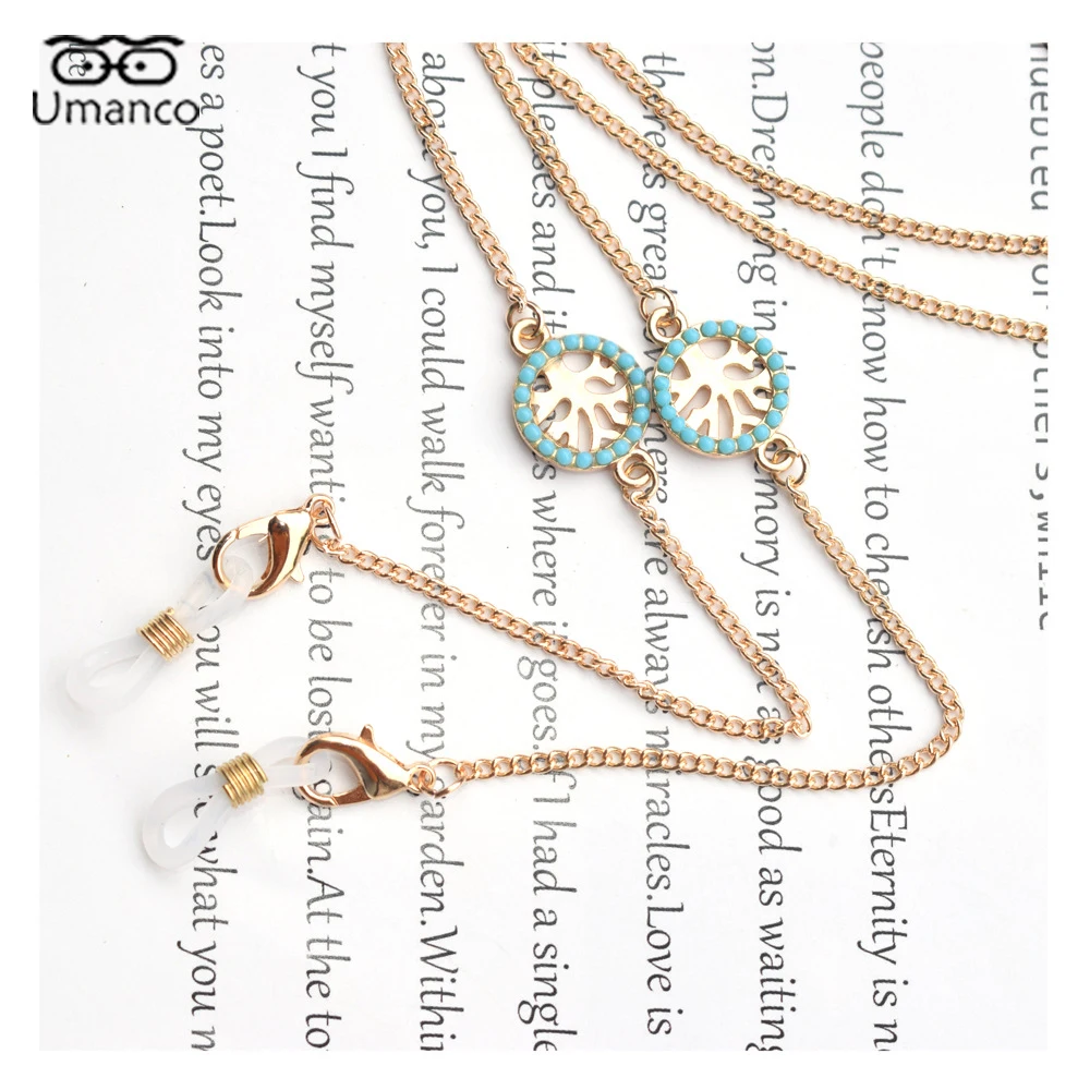 

75cm Gold / Silver Sunglasses Chain For Women with Lucky Tree Pendent Glasses Mask Chains Female Silica Gel Jewelry Accessories