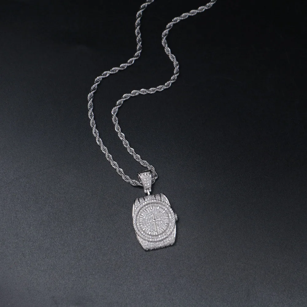 Цепочка с подвеской в форме часов для мужчин и женщин длинная цепь стиле хип хоп