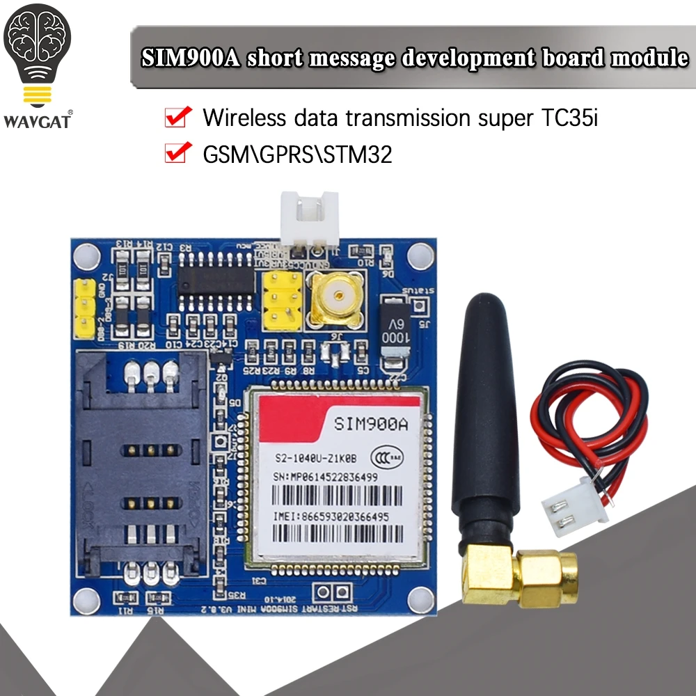 WAVGAT SIM900A SIM900 мини V4.0 беспроводной модуль передачи данных GSM GPRS комплект с антенной