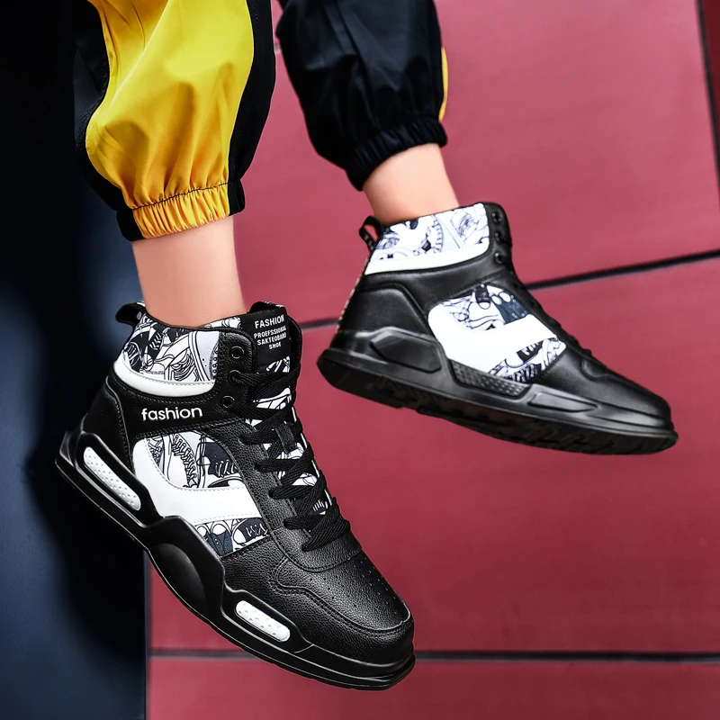 Spring Autumn Red Fashion Platform Skate Shoes Men Women Comfort Leather High Top Sneakers Men Flat Shoes Casual Womens Trainers