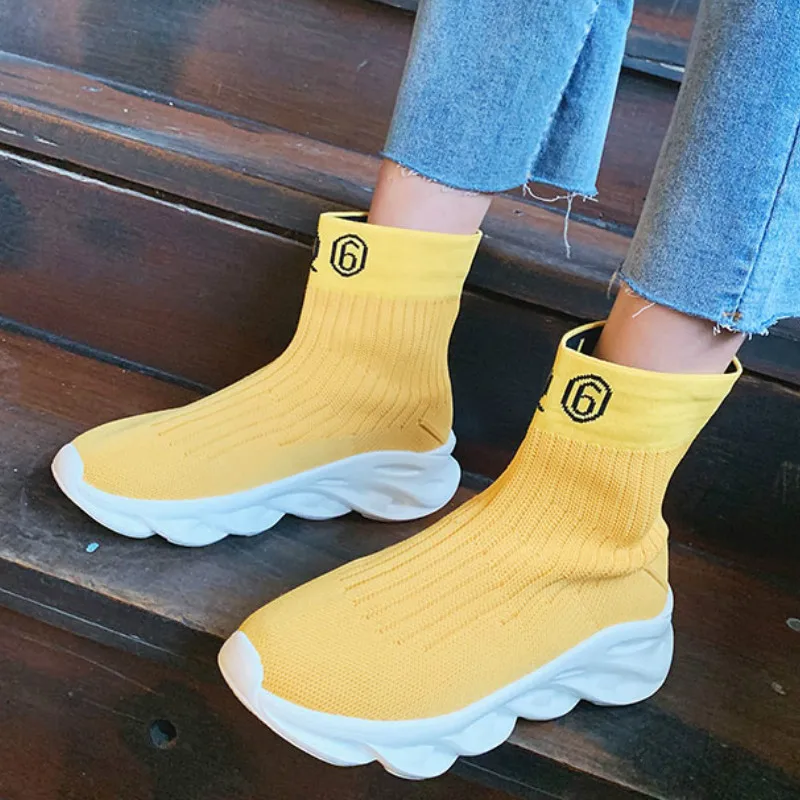 Высокая дышащая повседневная обувь женские носки Кроссовки Женская для бега