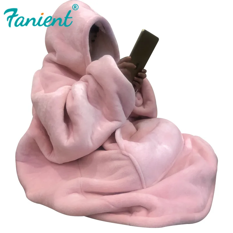 

Winter Thick Comfy TV Blanket Sweatshirt Solid Warm Hooded Blanket Adults and Children Fleece Weighted Blankets for Beds Travel