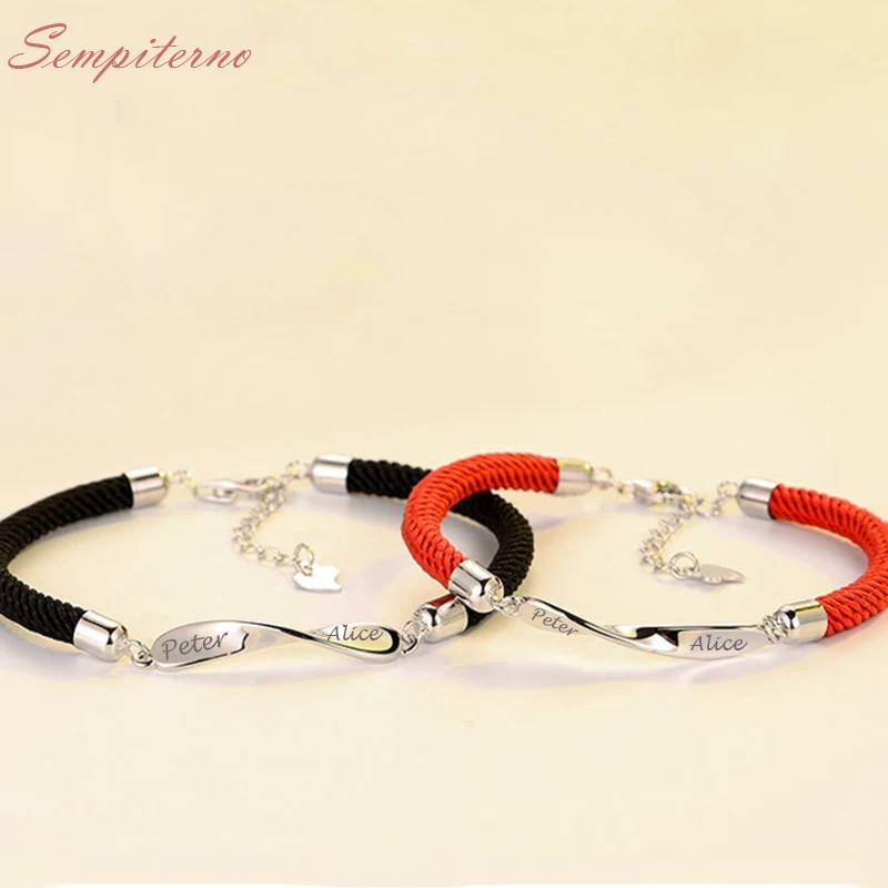 Женский серебряный браслет Mobius с выгравированной датой браслеты буквами