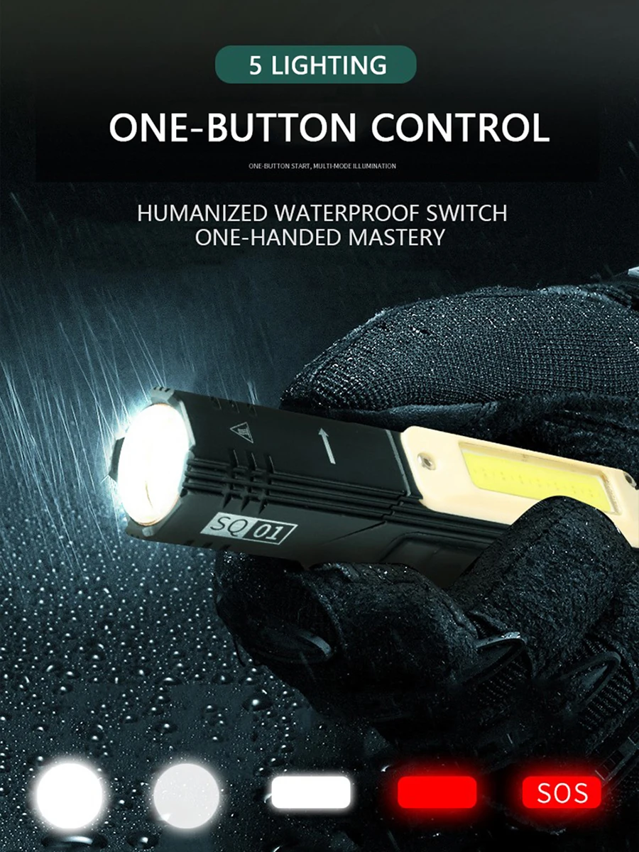 Светодиодный фонарик рабочий свет usb зарядка встроенный аккумулятор фонарь для