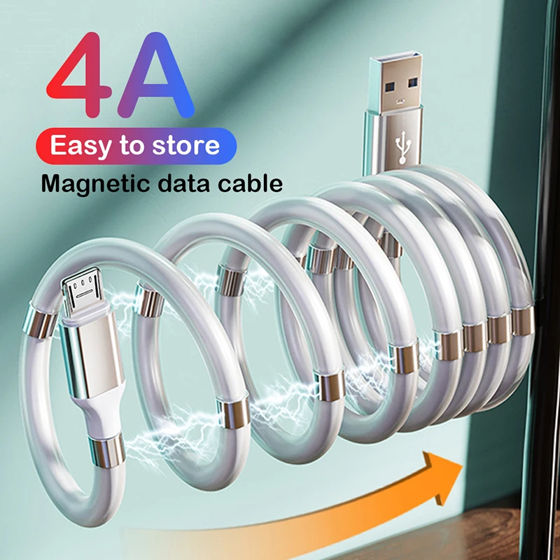 Магнитный шнур 4A кабель для быстрой зарядки Micro USB Type C зарядный провод
