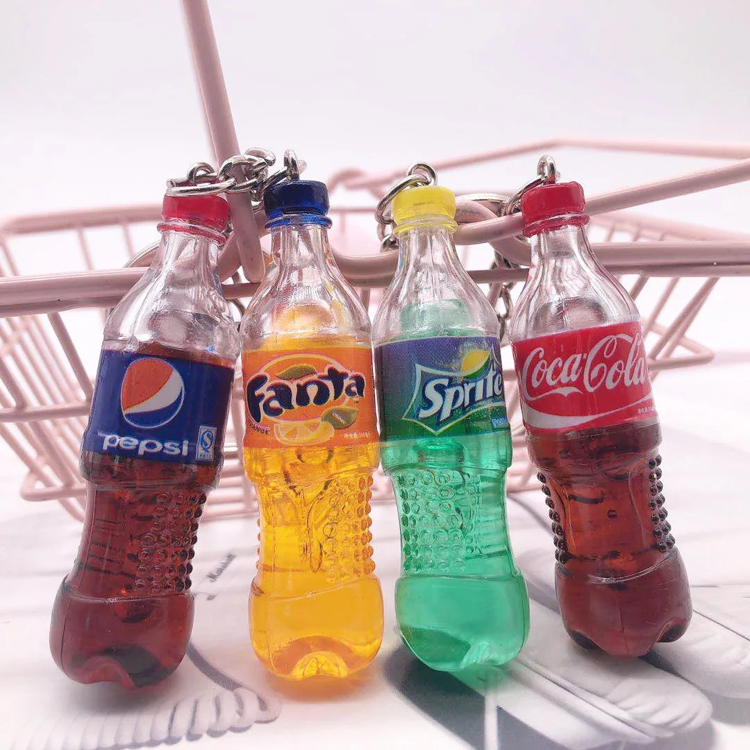 

2021Creativity Sprite Coke bottle PVC key Ring Knapsack Mobile Phone Chain Small Gift