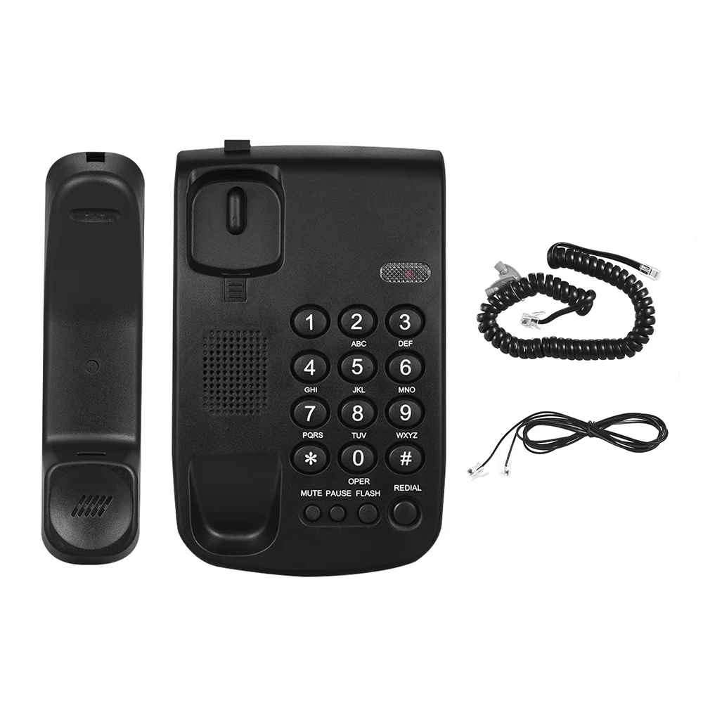 

Corded Telephone Phone Pause/ Redial/Flash/ Mute Mechanical Lock Wall Mountable Base Handset For Office Home Call Center