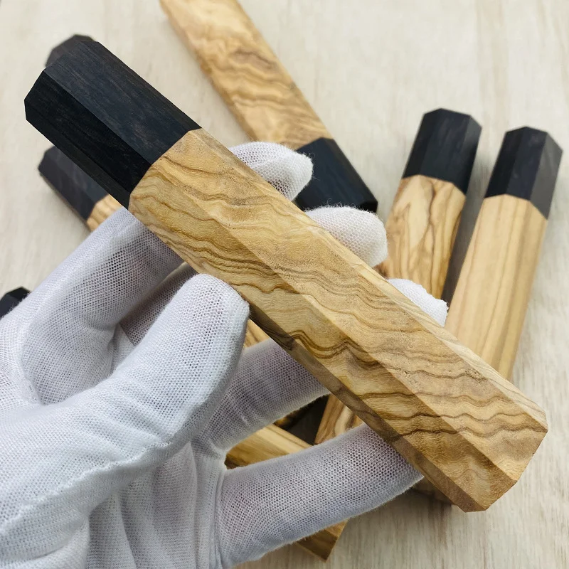 1 Piece Japanese style Octagonal Wooden Knife Handle Kitchen Chef Cutter Grip DIY Knives Making Accessories Natural Olive Ebony
