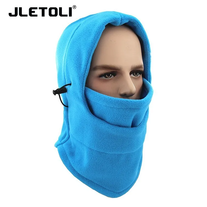 skyblue JLETOLI Открытый Осень Зима ветрозащитный флис теплый Facemask лыжный головной убор с капюшоном шапка Велоспорт езда обучение маска - Цвет: skyblue