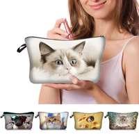 cosmetic bag cute cat printing polyester makeup bag travel toiletry tool cute organizer bag pouch 3d pattern cosmetic bags new