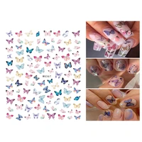 10pcs3d color butterfly nail art sticker diy adhesive leaf manicure supplies flowers animal nail slider wg366