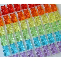 10pcs jelly color transparent resin vertical hole bear charms for earring pendant neck diy handmade jewelry making accessory