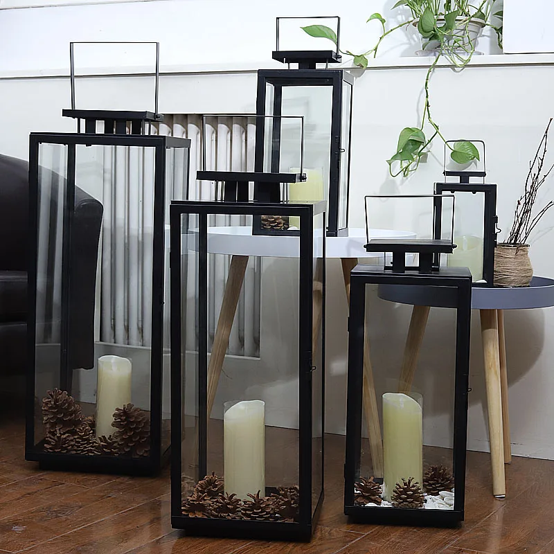 

Decor Iron Glass Candle Holder Black Luxury Tea Light Candle Holder Lanterns Modern Decoracao Para Casa Wedding Candlestick