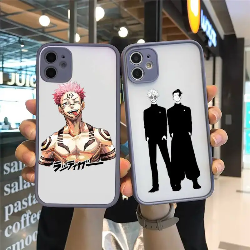 

Jujutsu Kaisen Satoru Gojo Phone Case For iPhone 12 11 Mini Pro XR XS Max 7 8 Plus X Matte transparent Gray Cover