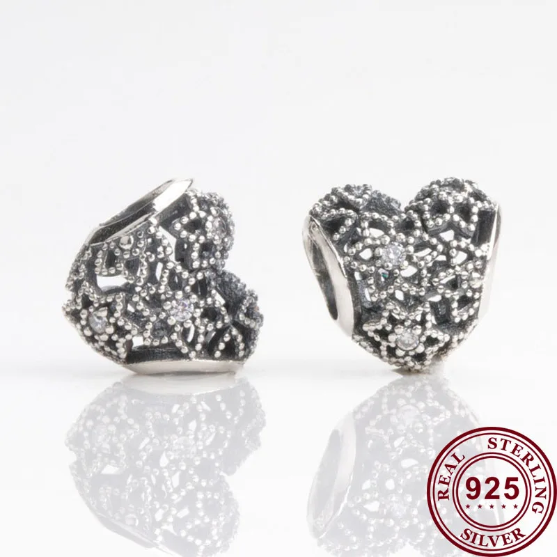 

Женские бусины из серебра 925 пробы, в форме сердца