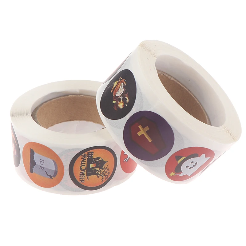 

500pcs/roll Halloween Decoration Labels Seal Stickers Pumpkin Ghost Cat Elf Witch Ghost Sealing Gift Paper Label Sticker