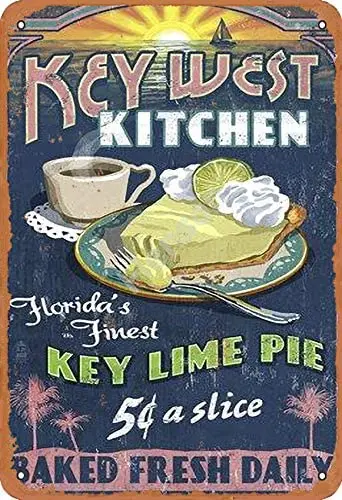

Wall Decoration Home Kitchen Hotel Restaurant Metal Plate 12*8 Inch Key West Kitchen Key Lime Pie Tin Sign Retro Metal Plaque