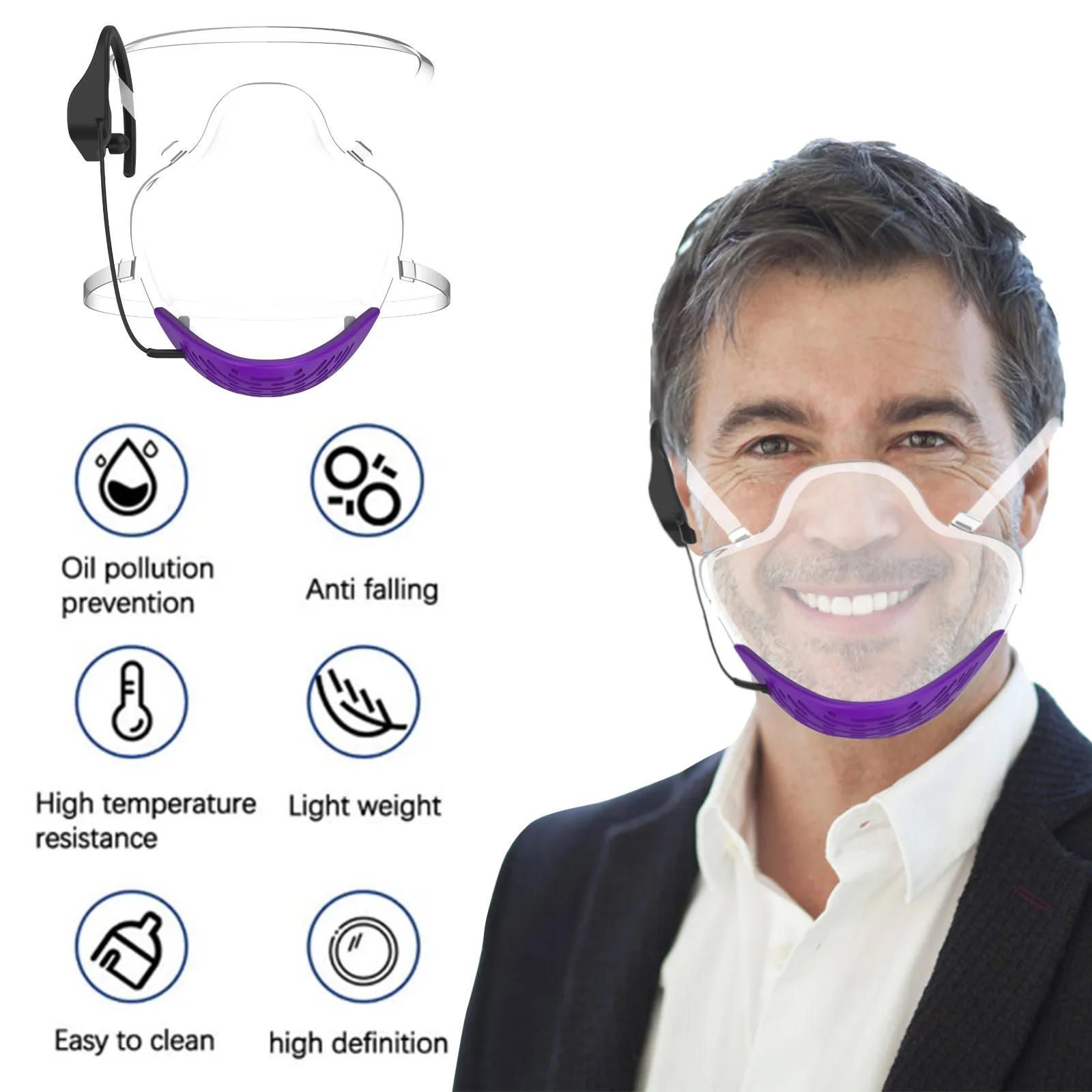 

Transparent Mouth Caps Adult Mouth Mask Durable Face Mask Face Visor Protection Combine Plastic Mouth Cap Reusable Mascarillas