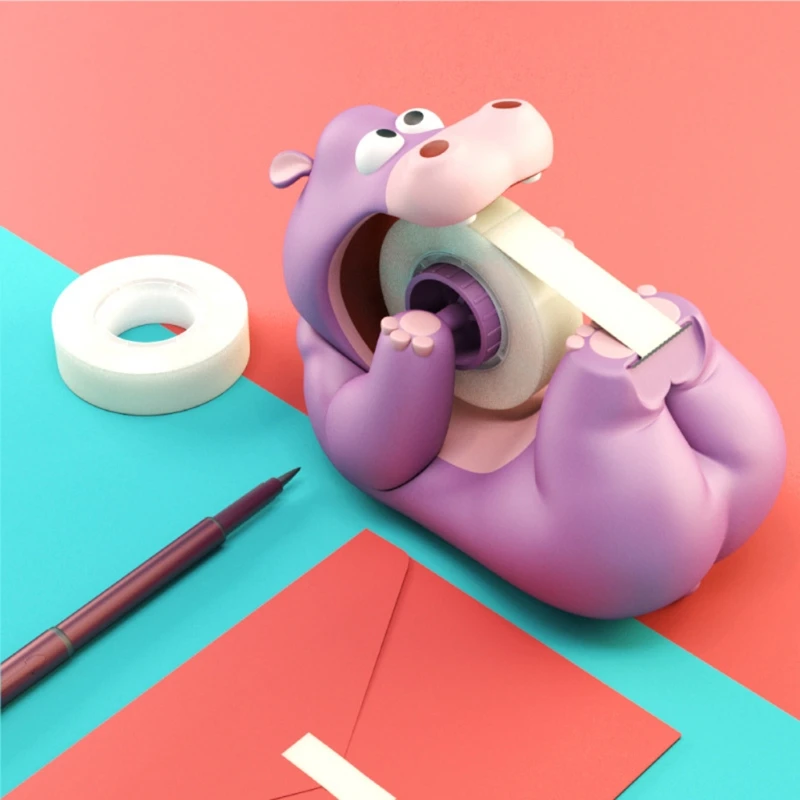 

Creative Hippo Tape Dispenser Desktop Adhesive Cutter Stand Holder Desk Accessory Office School Supplies Stationery High Quality