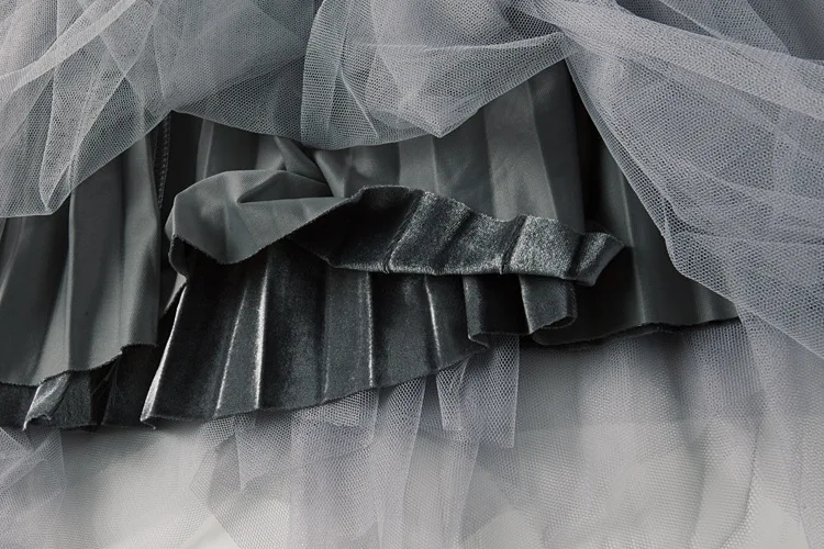 Женская плиссированная юбка с высокой талией бархатная двойным верхом из Джерси