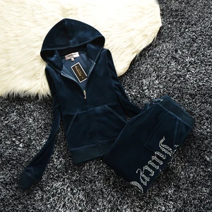 Fall/Winter 2021 Luxurious Women's Brand Velvet Fabric Tracksuits Velour Suit Women Track Suit Hoodies And Pants Fat Sister