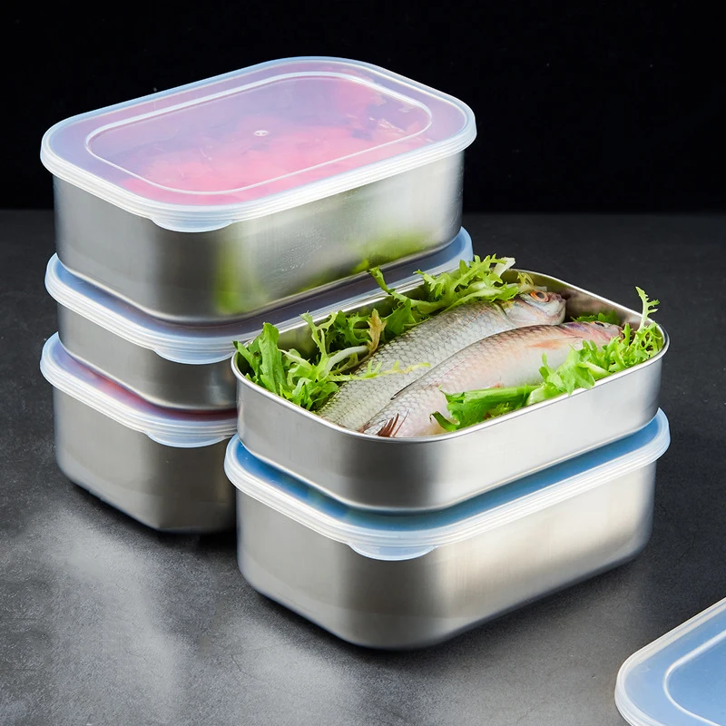 

3Pcs Stainless Steel Food Storage Container With Lid 260/600ml Kitchen Storage Box Food Containers Pantry Fruits Airtight Box